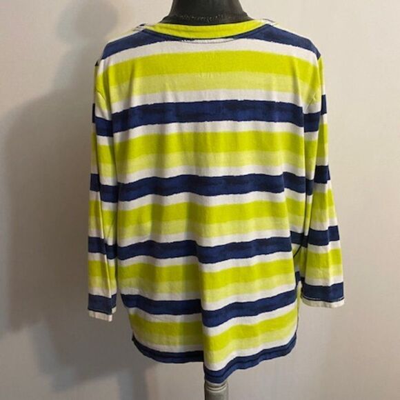 Lauren Ralph Lauren Blue/Yellow/White stripe V-Neck, size 3X - Picture 2 of 3